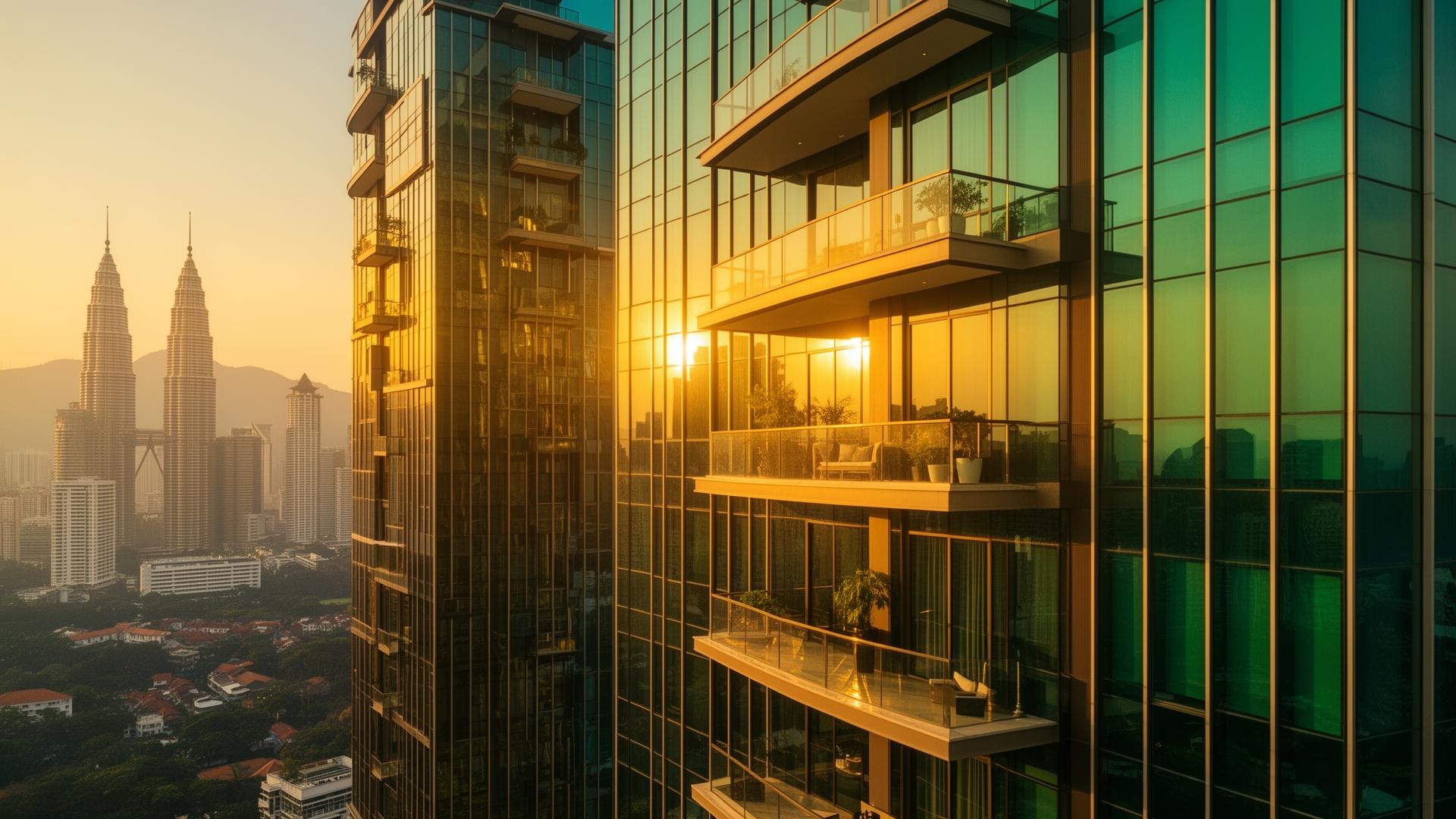 Luxury Malaysian skyline at golden hour